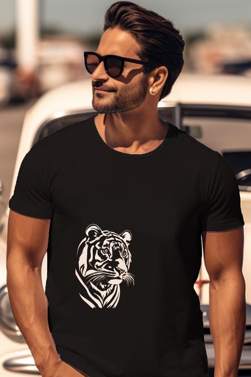 Unisex T-Shirt Classic- Majestic Tiger Portrait T-shirt (White)