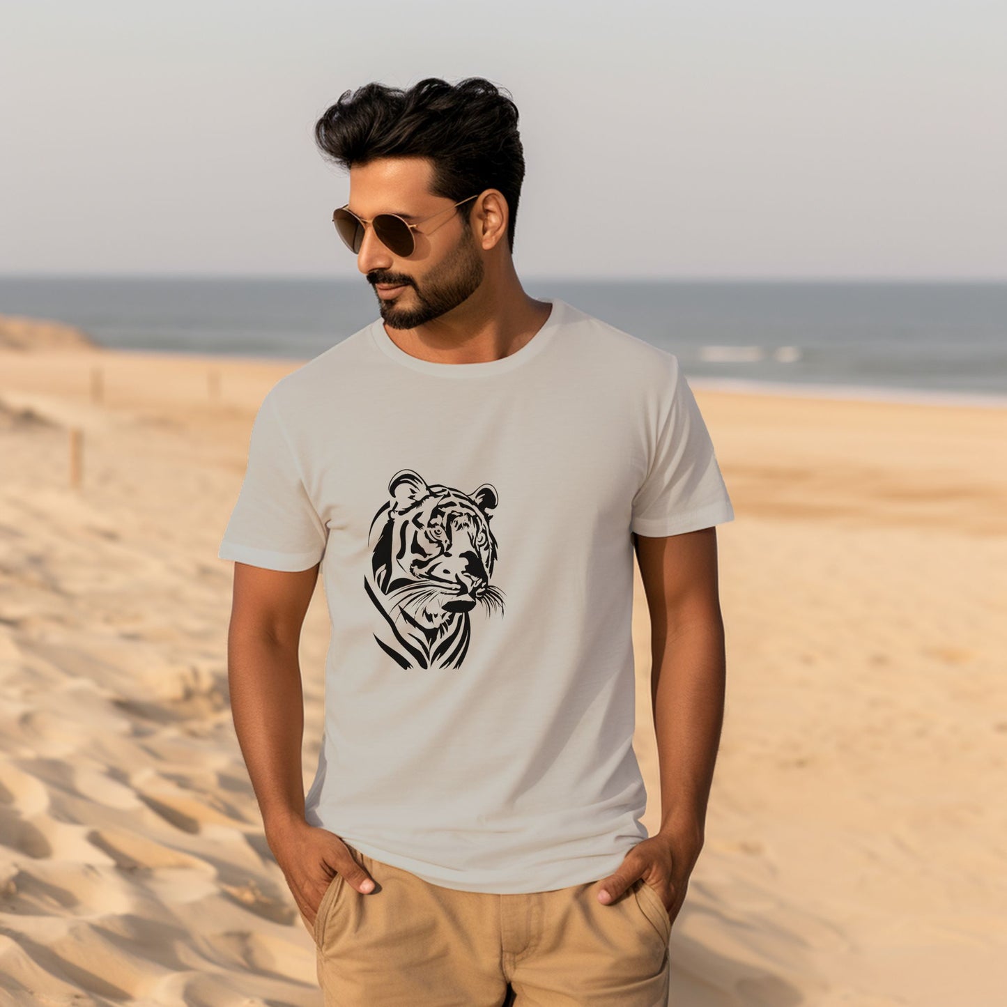 Unisex T-Shirt Classic- Majestic Tiger Portrait T-shirt (Black)