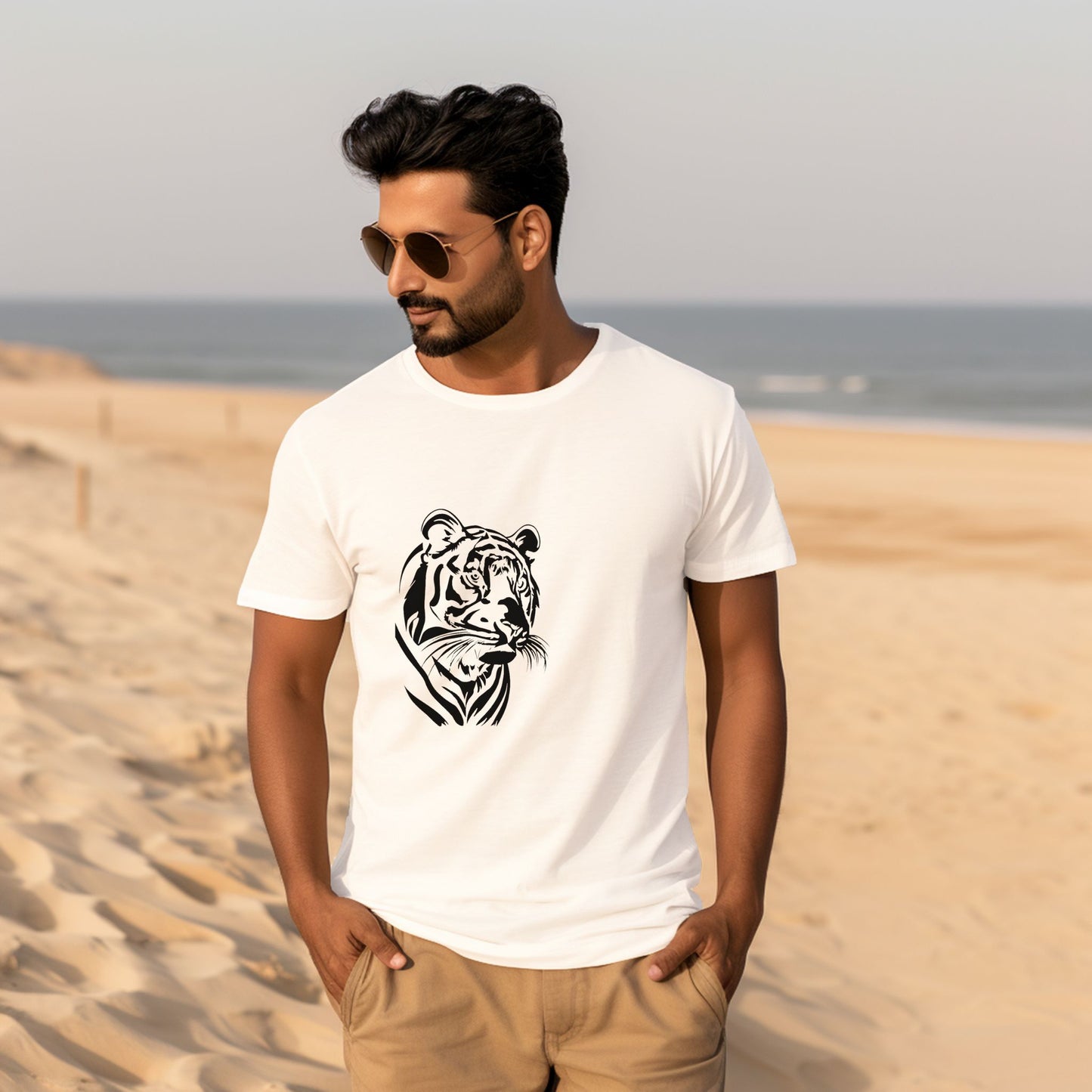 Unisex T-Shirt Classic- Majestic Tiger Portrait T-shirt (Black)